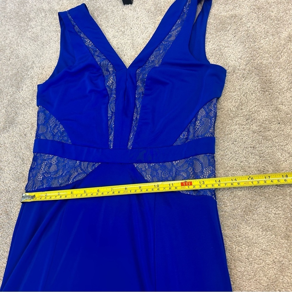 BCBGMAXAZRIA Sophee Cobalt Royal Blue Lace sleeveless Gown Maxi Dress 10 V Neck - Picture 13 of 14